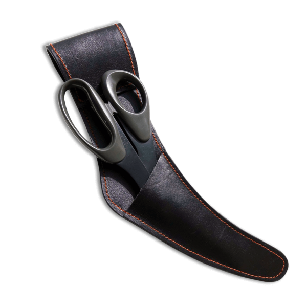 Ножницы с углеродным покрытием TemTex + кожаный чехол на пояс